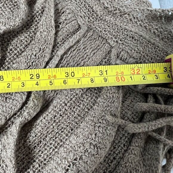 Womens Knitted Poncho Ruffle Brown Bohemian Style One Size - Picture 9 of 10